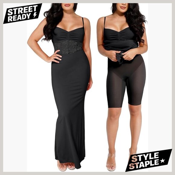 Dresses & Skirts - Lace Mermaid Maxi Dress with Built-In Shapewear Formal Evening Gown